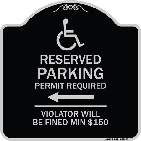 Signmission Modern Isa Connecticut Reserved Parking Permit Required Violators Fin Alum, 18" x 18", BS-1818-23873 A-DES-BS-1818-23873